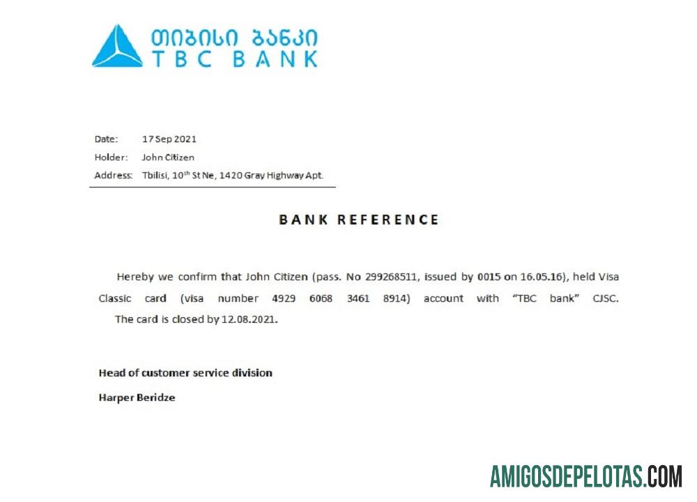 Referência de fechamento do banco Georgia TBC modelo